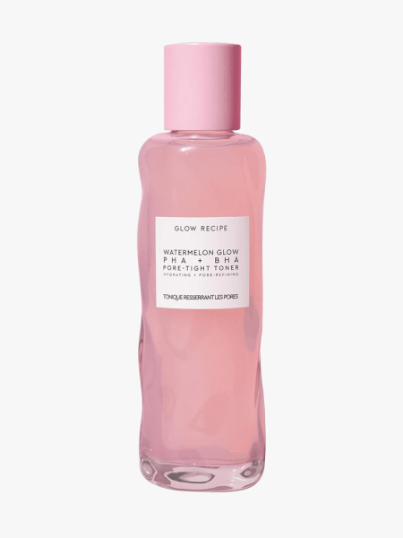 Glow Recipe Watermelon Glow PHA + BHA Pore-Tight Toner in branded component on a light gray background